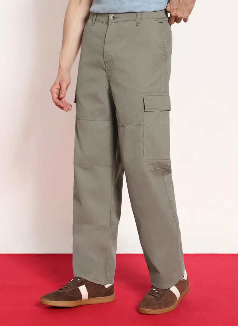 Urbano Fashion  Urbano Fashion Men's Steel Grey Loose Baggy Fit Solid Cargo Chino Pant with 6 Pockets Non-Stretchable for Men | Best Price UAE